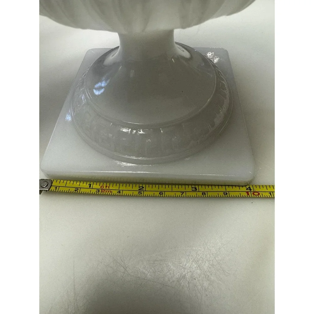 Vintage Pair  E. O. Brody Large Footed White Milk Glass Vase‎ Cleveland Ohio USA